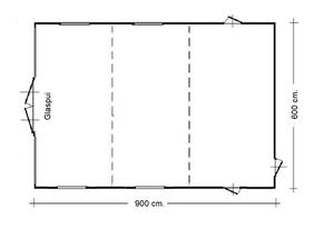 Glazen huis 6 x 9 meter, plattegrond Glazen huis 6 x 9 meter, plattegrond